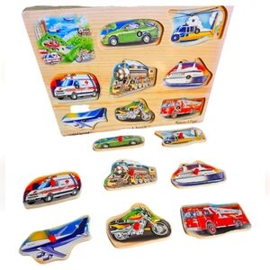 EUC | Melissa And Doug | Vehicles Sound Peg Puzzle